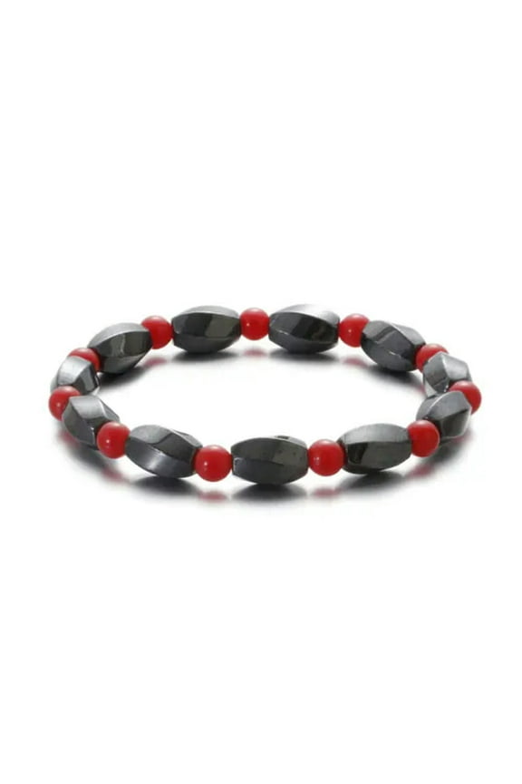 2Pcs/Sets Natural Stone Hematite Weight Lose Bracelets Women Men Jewelry-Red