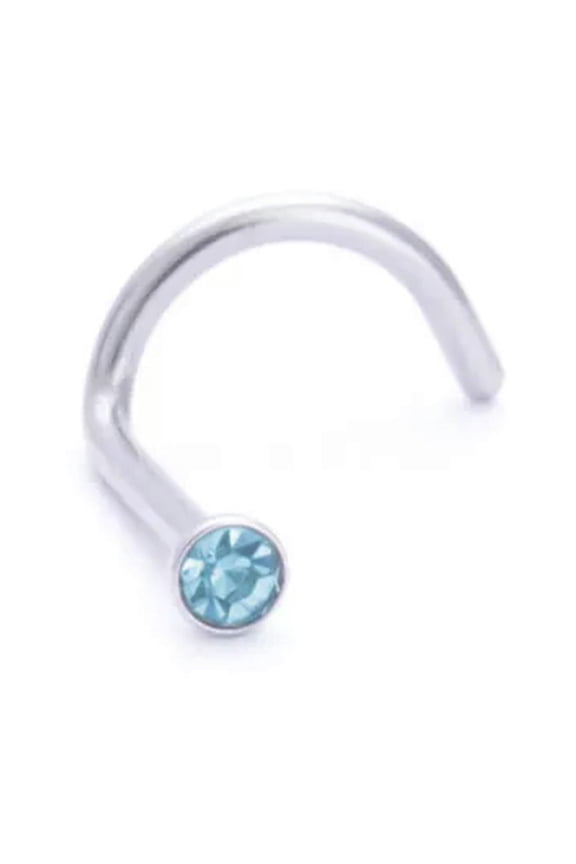 . 2Pcs Surgical Steel Small Gem Crystal Screw Nose Stud Nose Ring Hoop Piercing-Blue