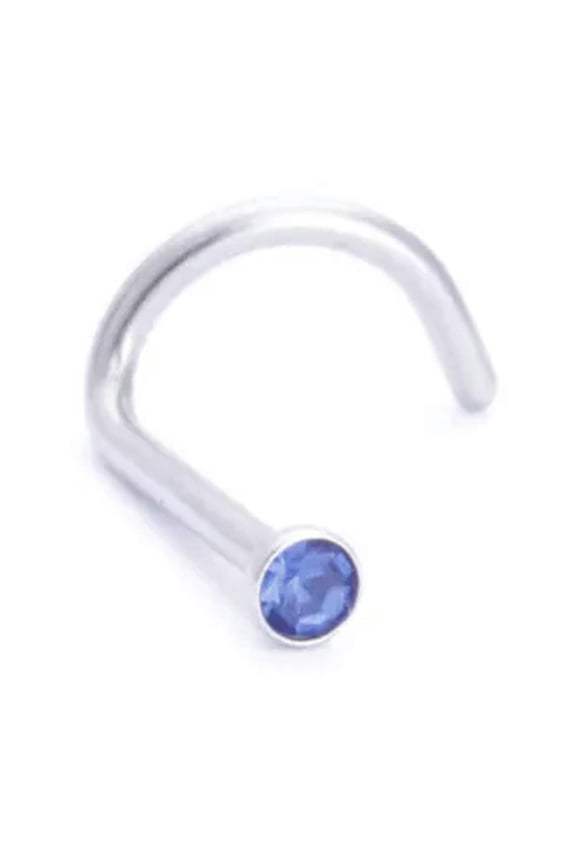 . 2Pcs Surgical Steel Small Gem Crystal Screw Nose Stud Nose Ring Hoop Piercing-Royal Blue