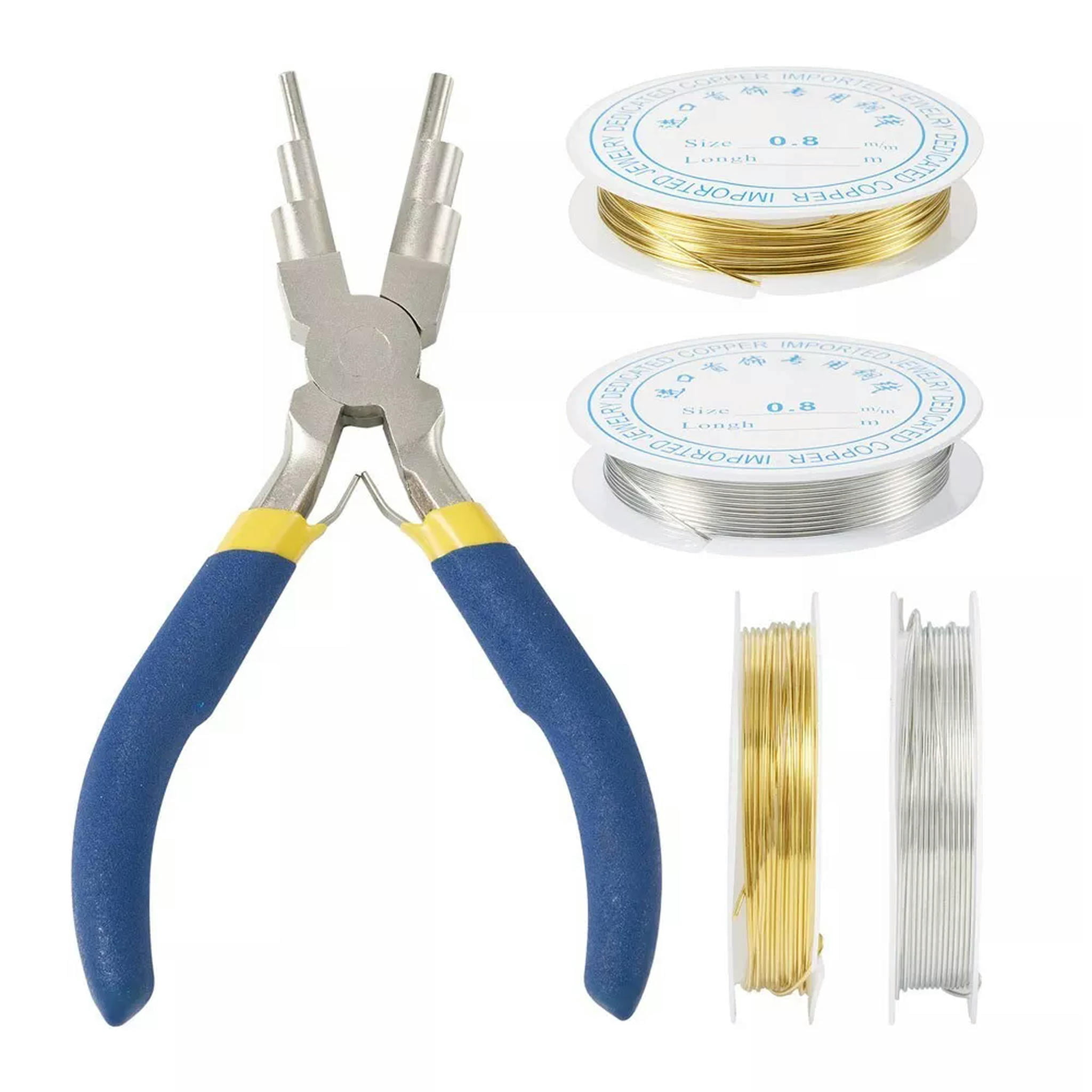 EOEMY 2Rolls Copper Jewelry Wire Carbon Steel 6-In-1 Bail Making Pliers Jewelry Making