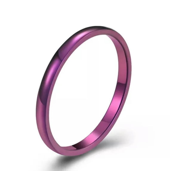 EOEMY 2mm Silver/Gold/Rose Gold/Purple/Black 316L Stainless Steel Polished Bands Rings
