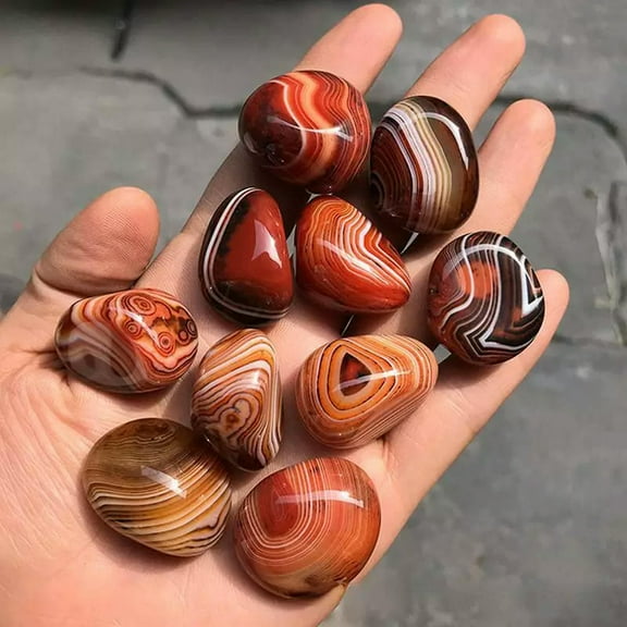 EOEMY 3-4Cm Natural Silk Banded Lace Agate Palm Stone Crystal Sardonyx Carnelian Reiki