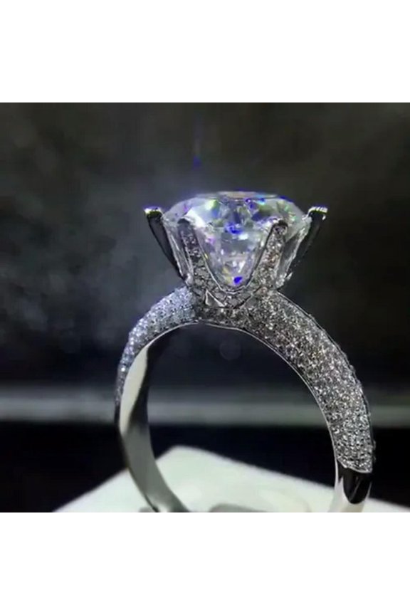 3.5Ct Round Cut Aaa Cz 925 Silver Claw Band Women'S Wedding Party Ring Size 6-10