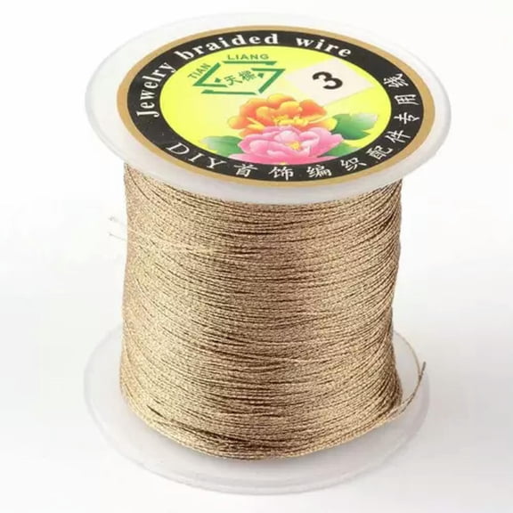 EOEMY 3 Roll 9-Ply Round Metallic Cord Tinsel String Rope For Decorating Craft 0.8mm-Saddlebrown