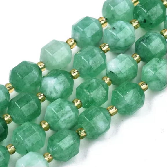 EOEMY 3 Strd Faceted Round Natural Dolomite Stone Beads Gems Loose Spacer 10.5X9.5mm-Lime Green