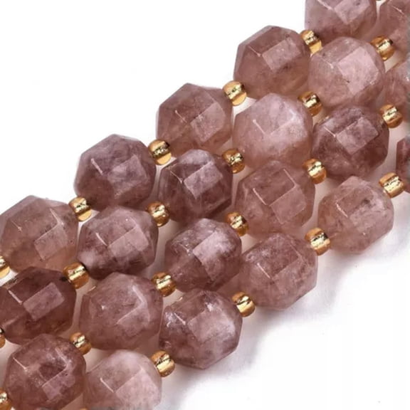 EOEMY 3 Strd Faceted Round Natural Dolomite Stone Beads Gems Loose Spacer 10.5X9.5mm-Rosy Brown
