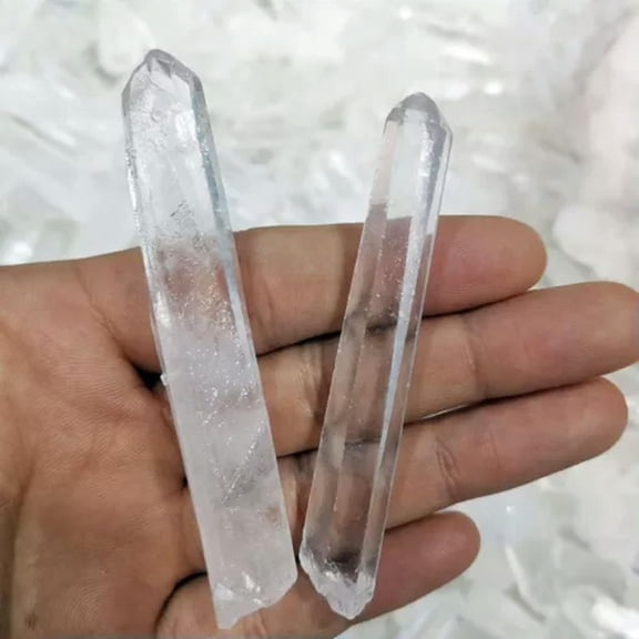 EOEMY 30-100mm Natural Clear Quartz Crystal Point Stone Column Monocrystal Stick Wand-7-10Cm-10Pcs
