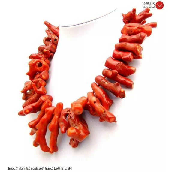 EOEMY 30-50mm Branch Natural Genuine Red Coral Necklace For Women Jewelry Chokers 18"