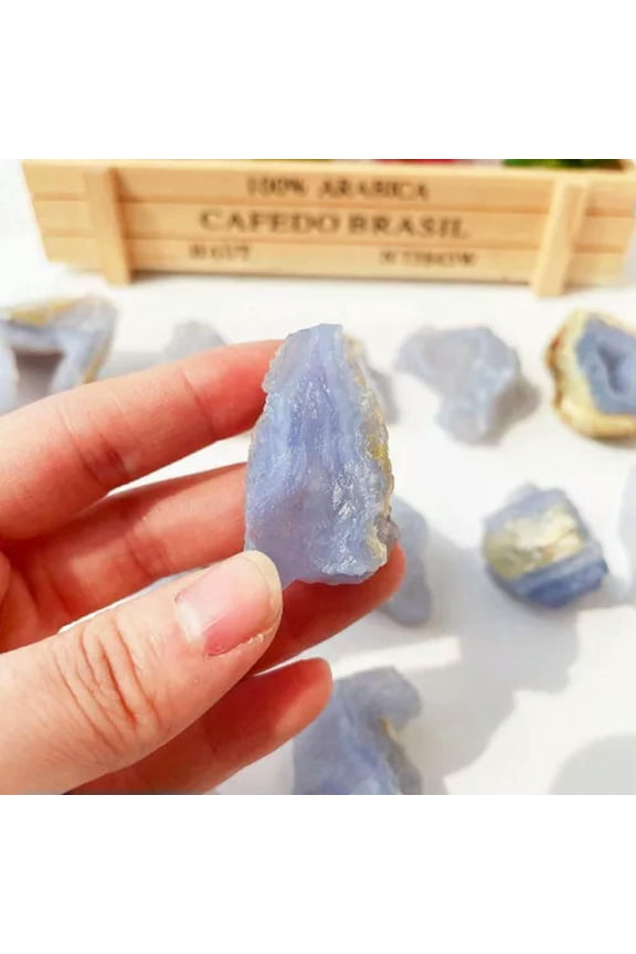 30-80G Natural Blue Chalcedony Agate Raw Stone Quartz Crystal Gemstone Specimens-About 30-50G-1Pcs