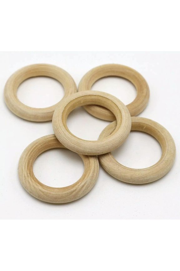 30 Unfinished Natural Untreated Plain Wooden 35mm(1.4") Wood Round Ring Diy