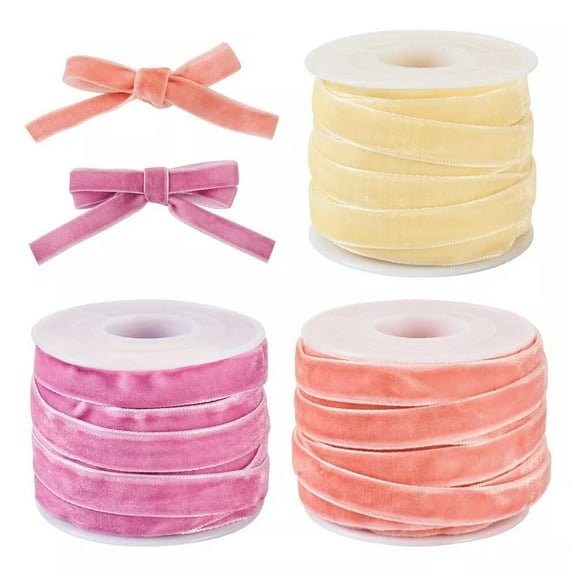 EOEMY 30 Yards 10 Yards/Color 3 Colors Single Face Velvet Ribbon 3/8 Inch(9.5~10mm)