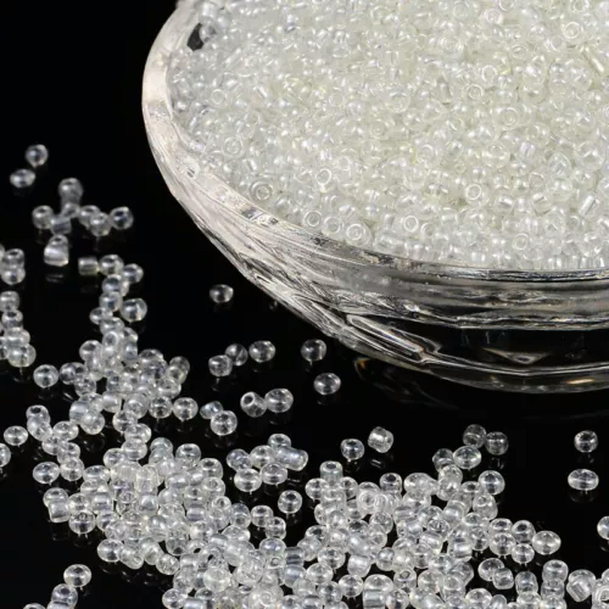EOEMY 30000Pc/Pound Transparent Colours Lustered Glass Tiny Beads Round Loose Bead 2mm-Clear