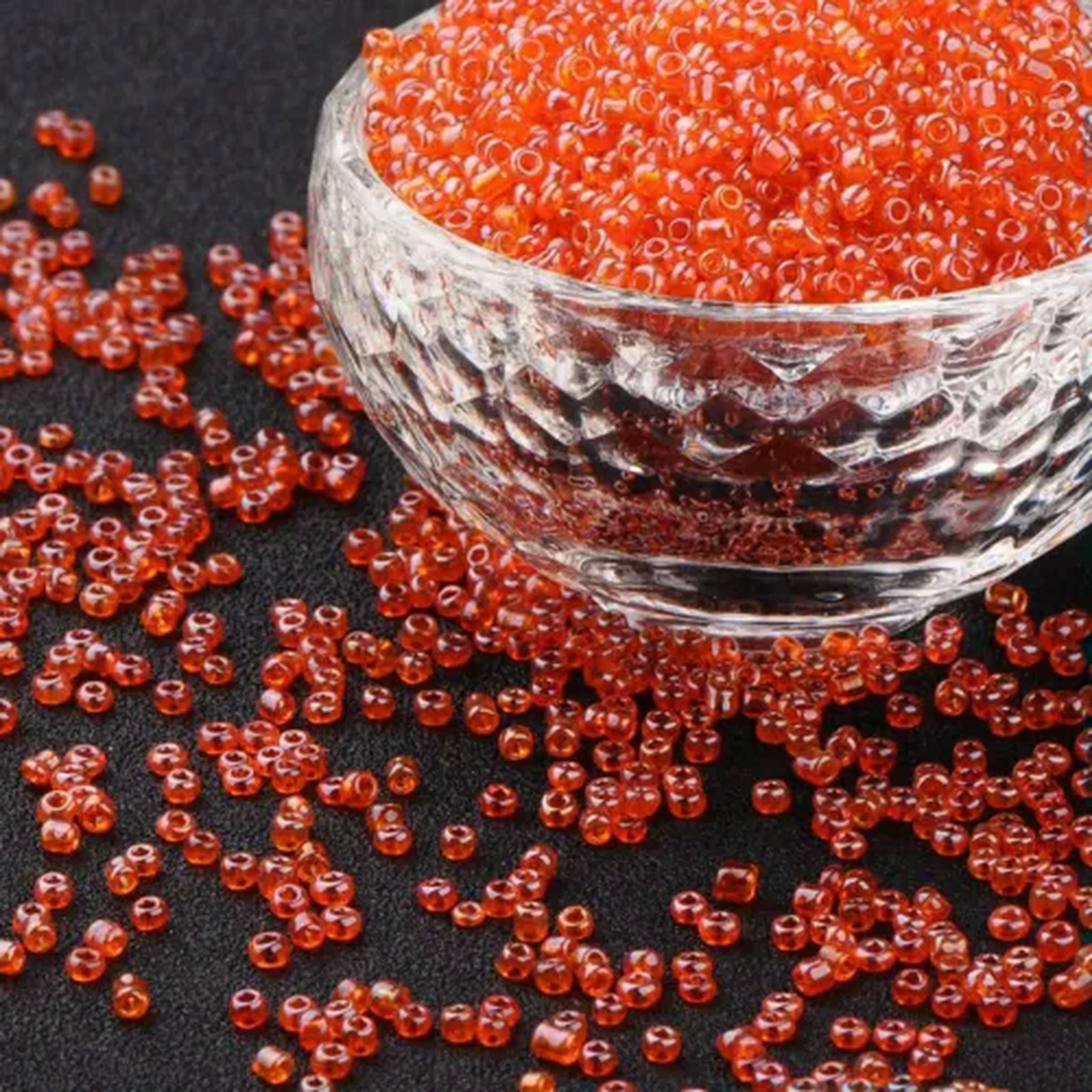 EOEMY 30000Pc/Pound Transparent Colours Lustered Glass Tiny Beads Round Loose Bead 2mm-Darkorange