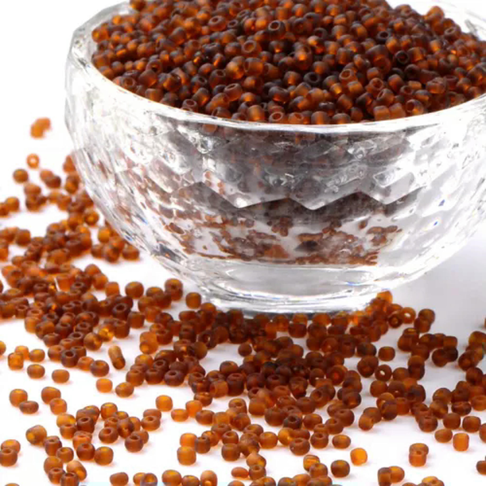 EOEMY 30000Pcs Frosted Round Glass Tiny Beads Loose Spacer Beads Diy Jewelry Craft 2mm-Coconutbrown