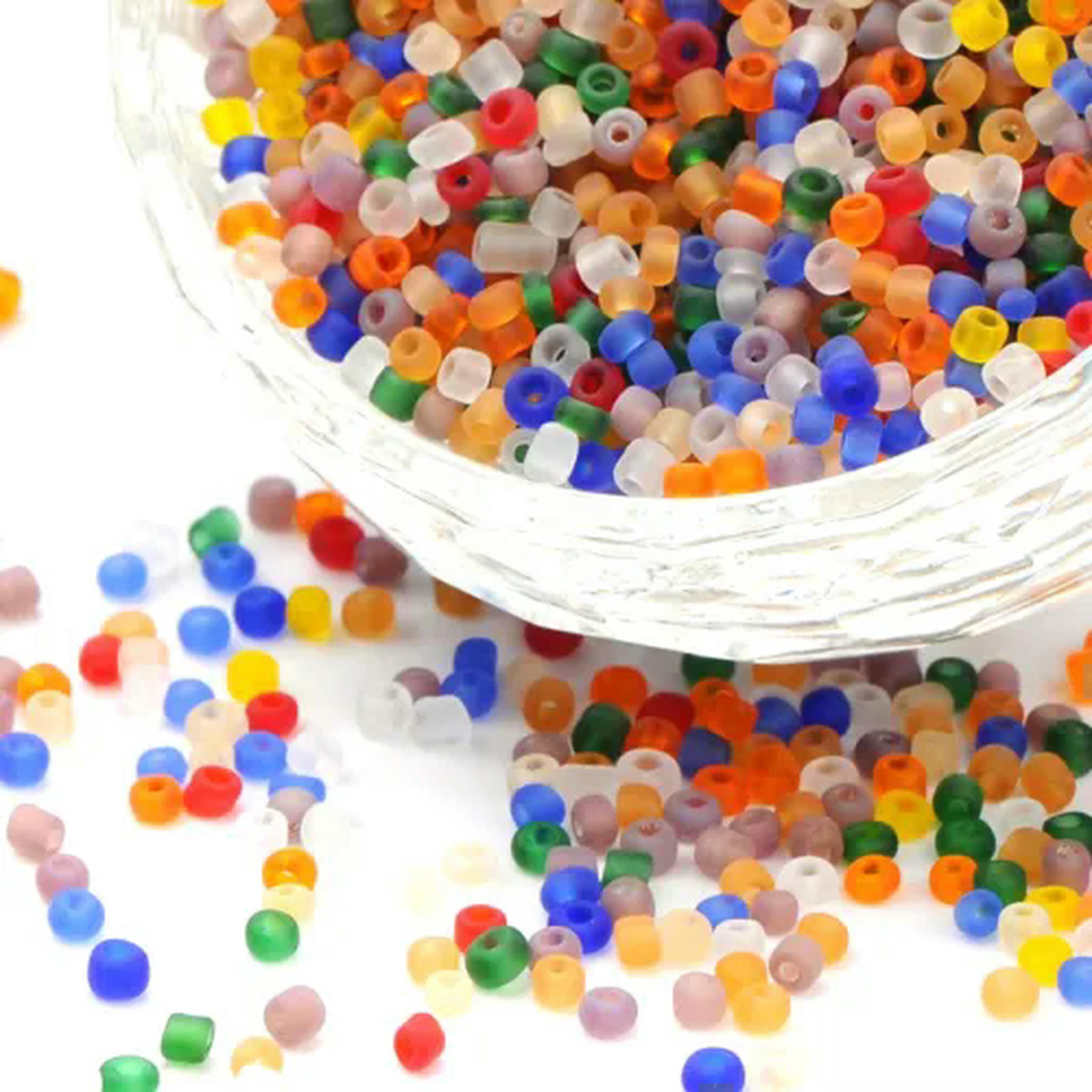 EOEMY 30000Pcs Frosted Round Glass Tiny Beads Loose Spacer Beads Diy Jewelry Craft 2mm-Mixed Color