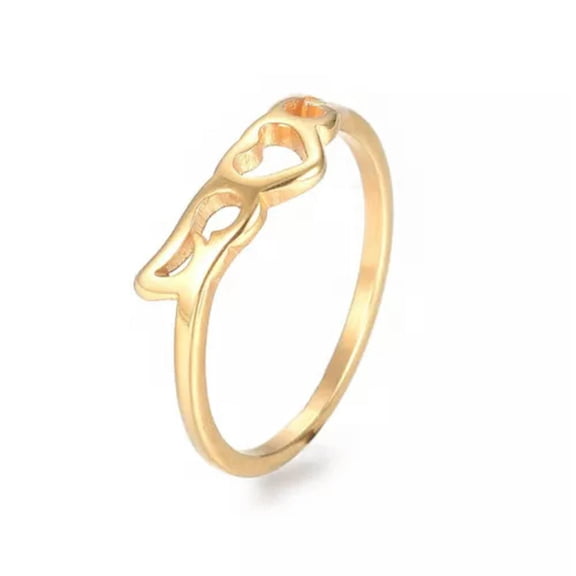 EOEMY 304 Stainless Steel Finger Rings Heart Wing Gold Size 5~8 15~18mm Z683-8