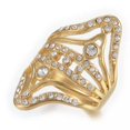 thumbnail image 1 of EOEMY 304 Stainless Steel Rhinestone Ring Wide Band Rings Hollow Gold Size 7 17mm Z707-8, 1 of 3