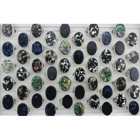 EOEMY 30Pcs Wholesale Lots Mixed Jewelry Fashion Shell Women Lady'S Silver P Rings