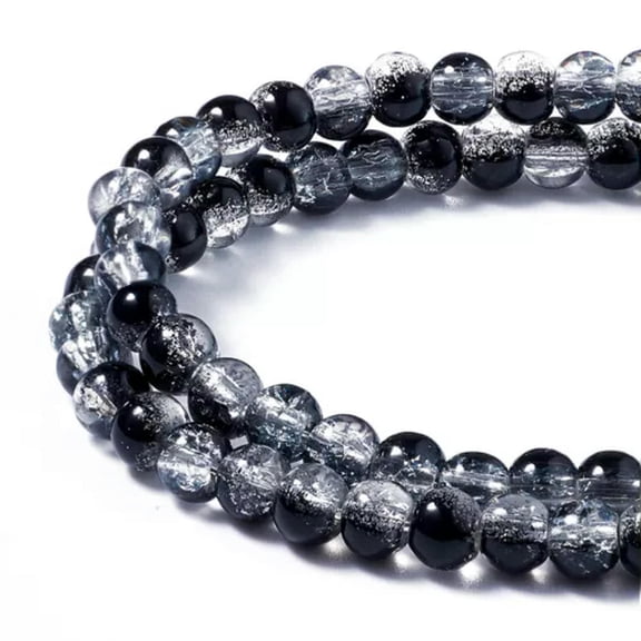 EOEMY 31.4" Strd Round Crackle Glass Beads Smooth 2-Tone Loose Beads Craft Pick 4~10mm-4mm,200Pcs-Black