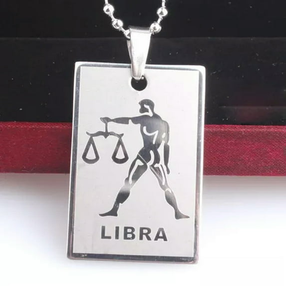 EOEMY 316L Stainless Steel Pendant 0.99X1.51 Inch Zodiac Sign 22" B153-Libra