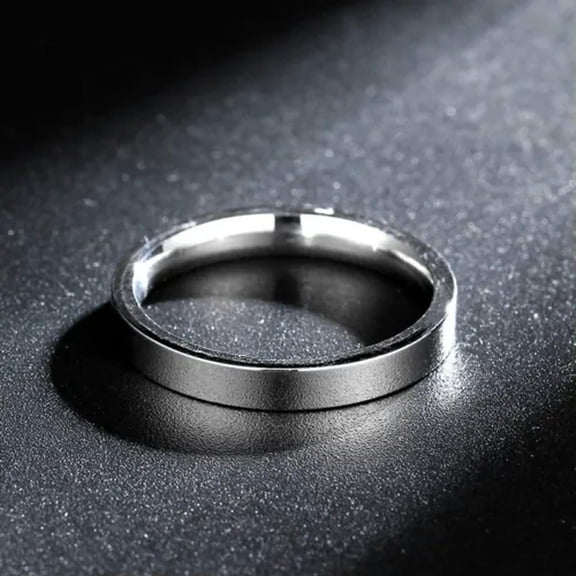 EOEMY 316L Stainless Steel Silver Polished Band 3mm Women'S Anniversary Ring Size 4-11