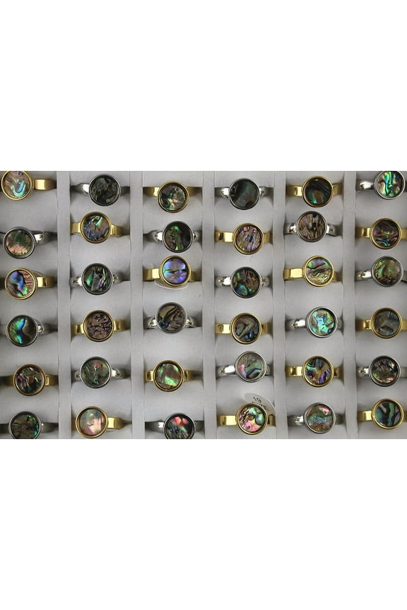 32Pcs Wholesale Lots Womens Jewelry Stainless Steel Round Mixed Shell Rings