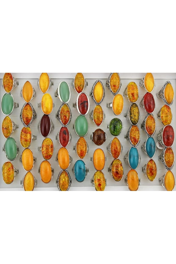 32Pcs Wholesale Women Jewelry Mixed Lots Assorted Oversize Resin Party Rings