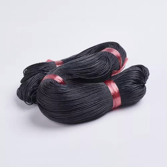 EOEMY 360Yds/Bundle Waxed Cotton Cords Round Beading Threads Tiny Wrapping String 1mm-Black