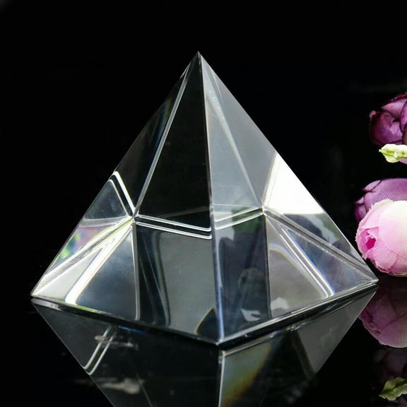 EOEMY 3D Egyptian Pyramid Crystal Paperweight Optics Crystal Glass Religion Decor