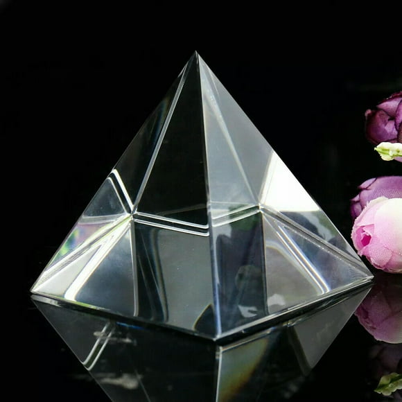 EOEMY 3D Egyptian Pyramid Crystal Paperweight Optics Crystal Glass Religion Decor