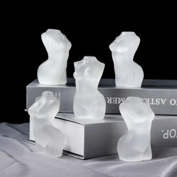 EOEMY 3D Female Model Body Crystal Stone Rose Quartz Black Obsidian Selenite Ornaments-Selenite