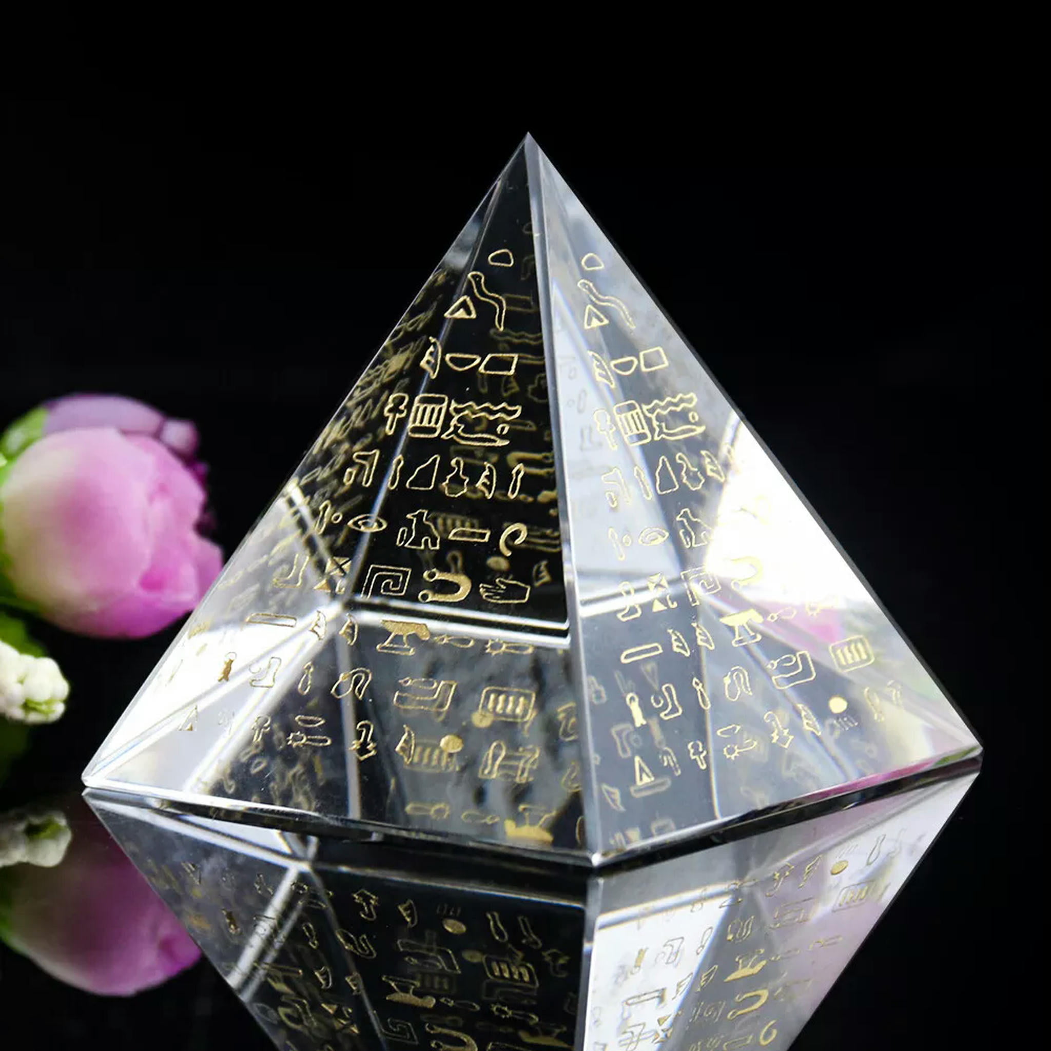 EOEMY 3Degyptian Scripture Pyramid Paperweight Fengshui Crystal Prism ...