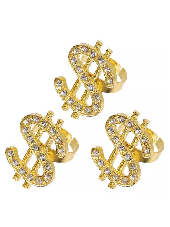 3Pcs Dollar Money Jewelry Hip Hop Jewelry 80S Party Jewelry Rapper Accessories