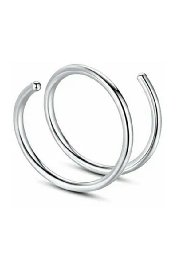 3Pcs Double Spiral Ring Stainless Steel Ear Lip Silver Gold Nose Hoop Piercing /-Silver-0.8*8mm-3Pc