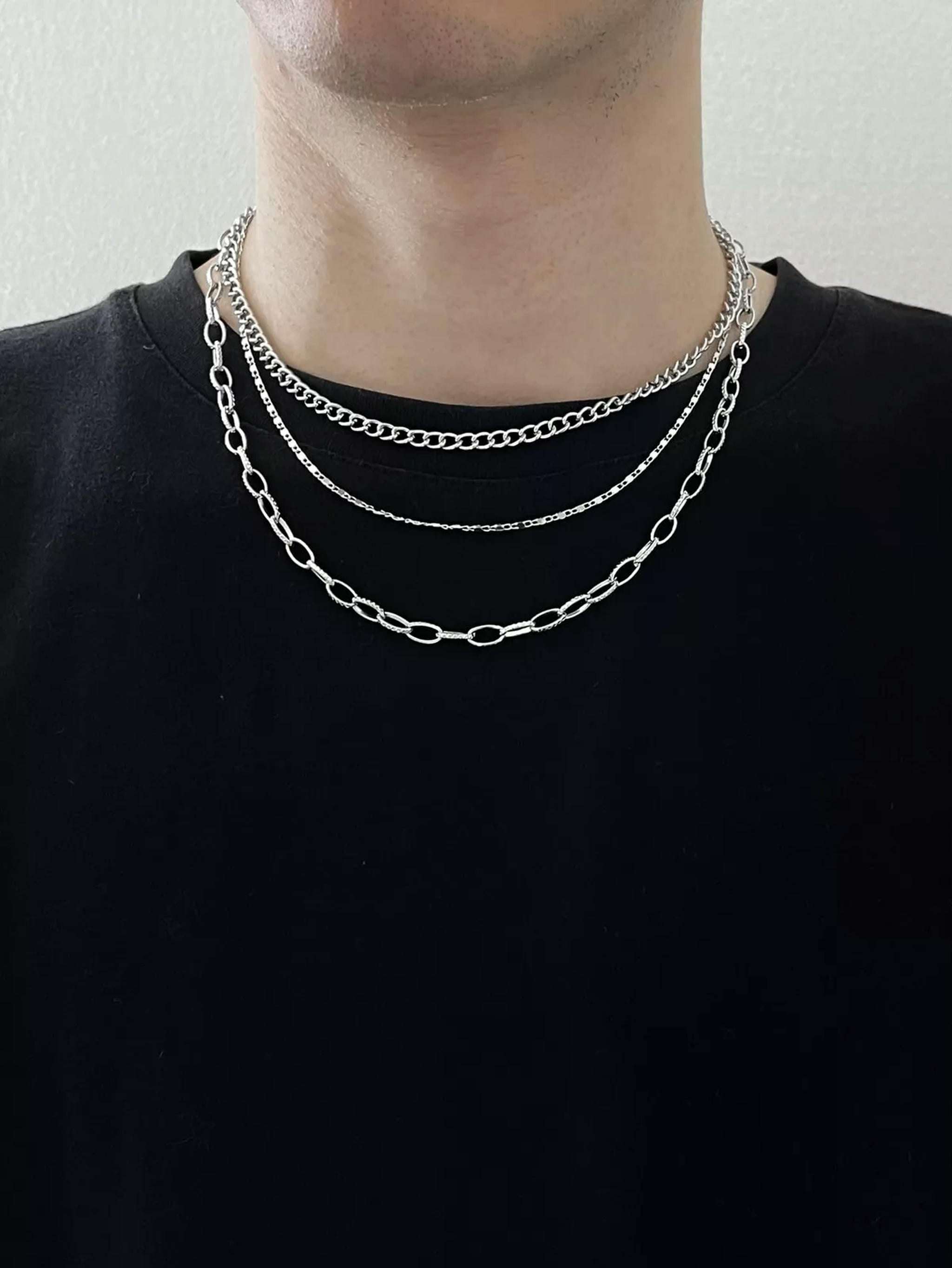 EOEMY 3Pcs Men Chain Necklace Jewelry Gift For Men Jewelry For Men Gift For Men-Default