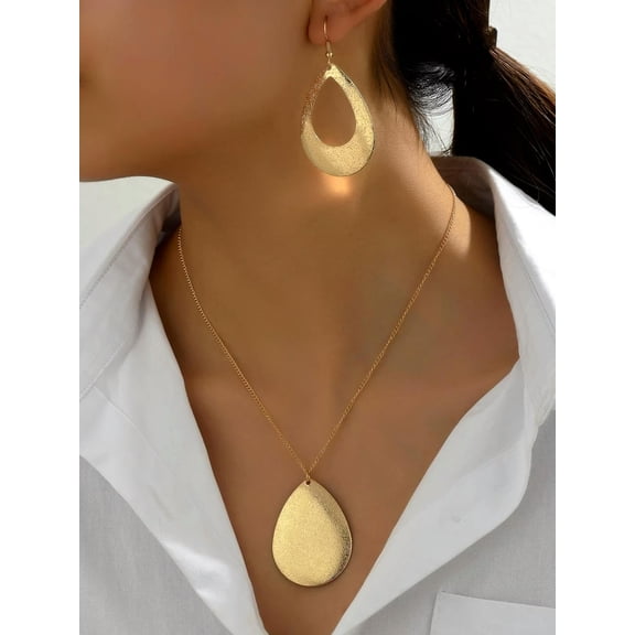 EOEMY 3Pcs/Set Minimalistic Water Drop Shaped Frosted Jewelry Set Jewelry Gift For-Default