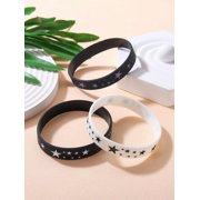 EOEMY 3Pcs Star Pattern Silicone Bracelet For Men Jewelry For Men Gift For Men Fashion-Default
