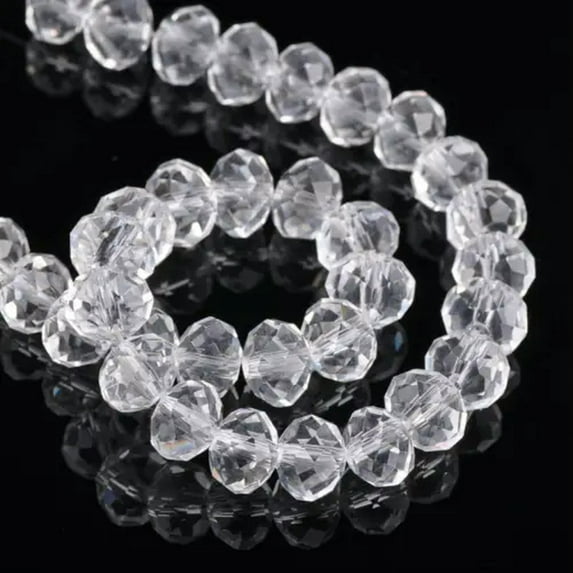 EOEMY 3mm 4mm 6mm 8mm 10mm 12mm Rondelle Faceted Crystal Glass Loose Spacer Beads Lot-1) Clear-12X8mm (10Pcs)
