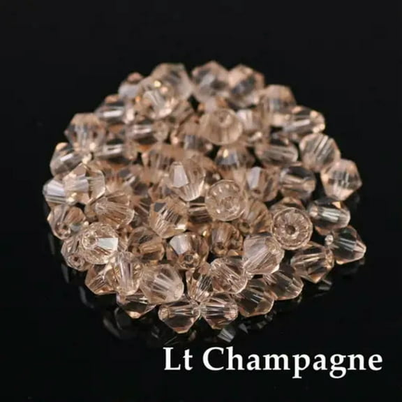 EOEMY 3mm 4mm 6mm 8mm Bicone Faceted Crystal Glass Loose Crafts Beads Jewelry Making-#123 Lt Champagne-4mm (100Pcs)