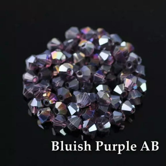 EOEMY 3mm 4mm 6mm 8mm Bicone Faceted Crystal Glass Loose Crafts Beads Jewelry Making-#150 Bluish Purple Ab-3mm (100Pcs)