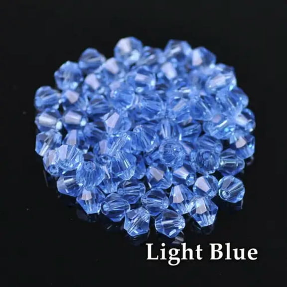 EOEMY 3mm 4mm 6mm 8mm Bicone Faceted Crystal Glass Loose Crafts Beads Jewelry Making-#158 Light Blue-3mm (100Pcs)