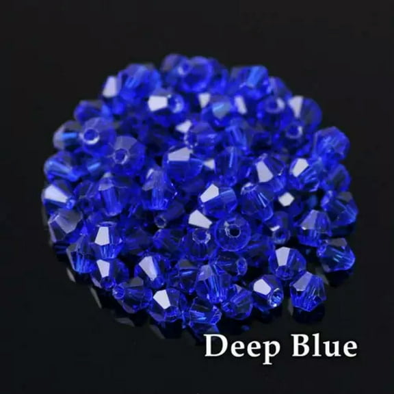 EOEMY 3mm 4mm 6mm 8mm Bicone Faceted Crystal Glass Loose Crafts Beads Jewelry Making-#161 Deep Blue-4mm (100Pcs)