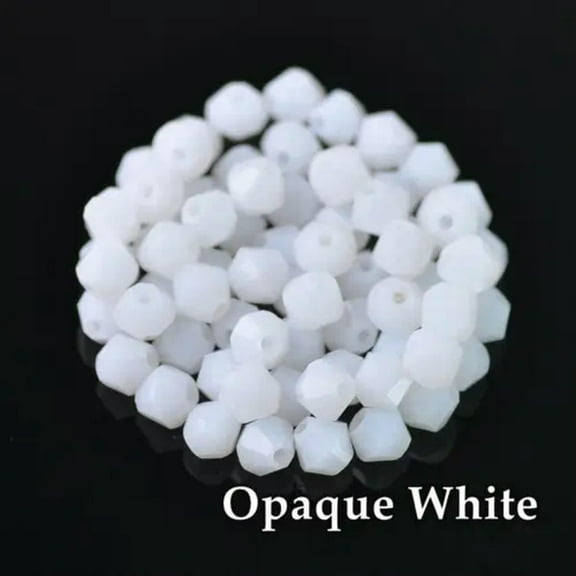EOEMY 3mm 4mm 6mm 8mm Bicone Faceted Crystal Glass Loose Crafts Beads Jewelry Making-#301 Opaque White-8mm (30Pcs)