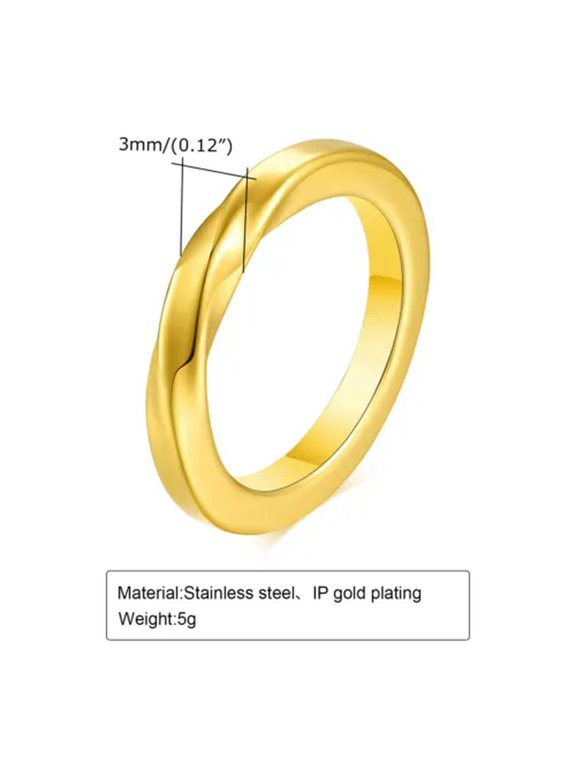 3mm Silver/Gold/Black Mobius Ring Women'S Stainless Steel Wedding Band Size 7-12