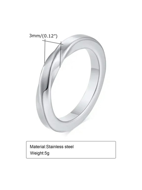 3mm Silver/Gold/Black Mobius Ring Women'S Stainless Steel Wedding Band Size 7-12