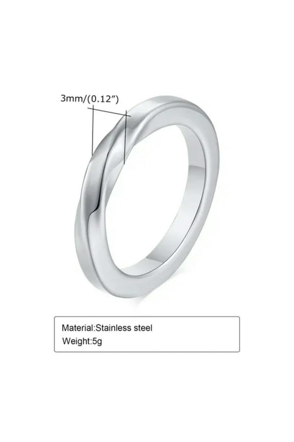 3mm Silver/Gold/Black Mobius Ring Women'S Stainless Steel Wedding Band Size 7-12