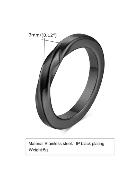 3mm Silver/Gold/Black Mobius Ring Women'S Stainless Steel Wedding Band Size 7-12