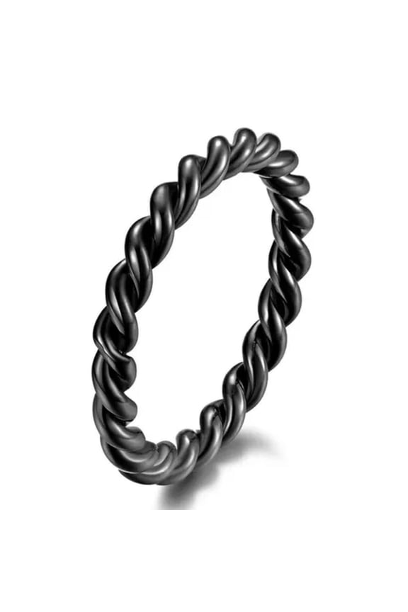 3mm Twisted Rope Tail Steel Ring Silver/Gold/Black Wedding Band Men'S Size 7-12