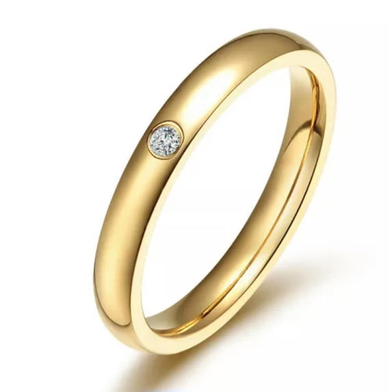 EOEMY 3mm White Cz Silver/Gold/Black Band Women'S Stainless Steel Wedding Ring Sz 5-9