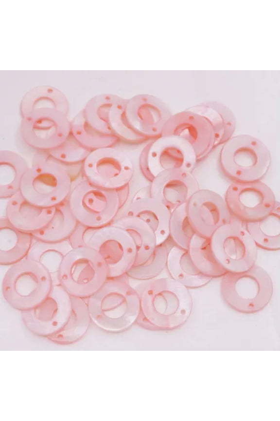 40 Pcs 15mm Ring Shell Mother Of Pearl White Pink Green Blue Choose-Pink
